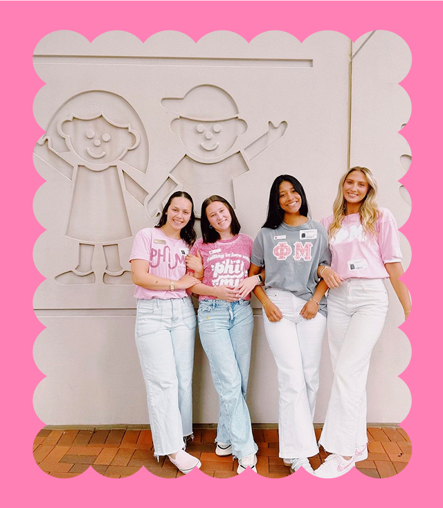 PMU sisters standing together outside the Children’s Miracle Network building