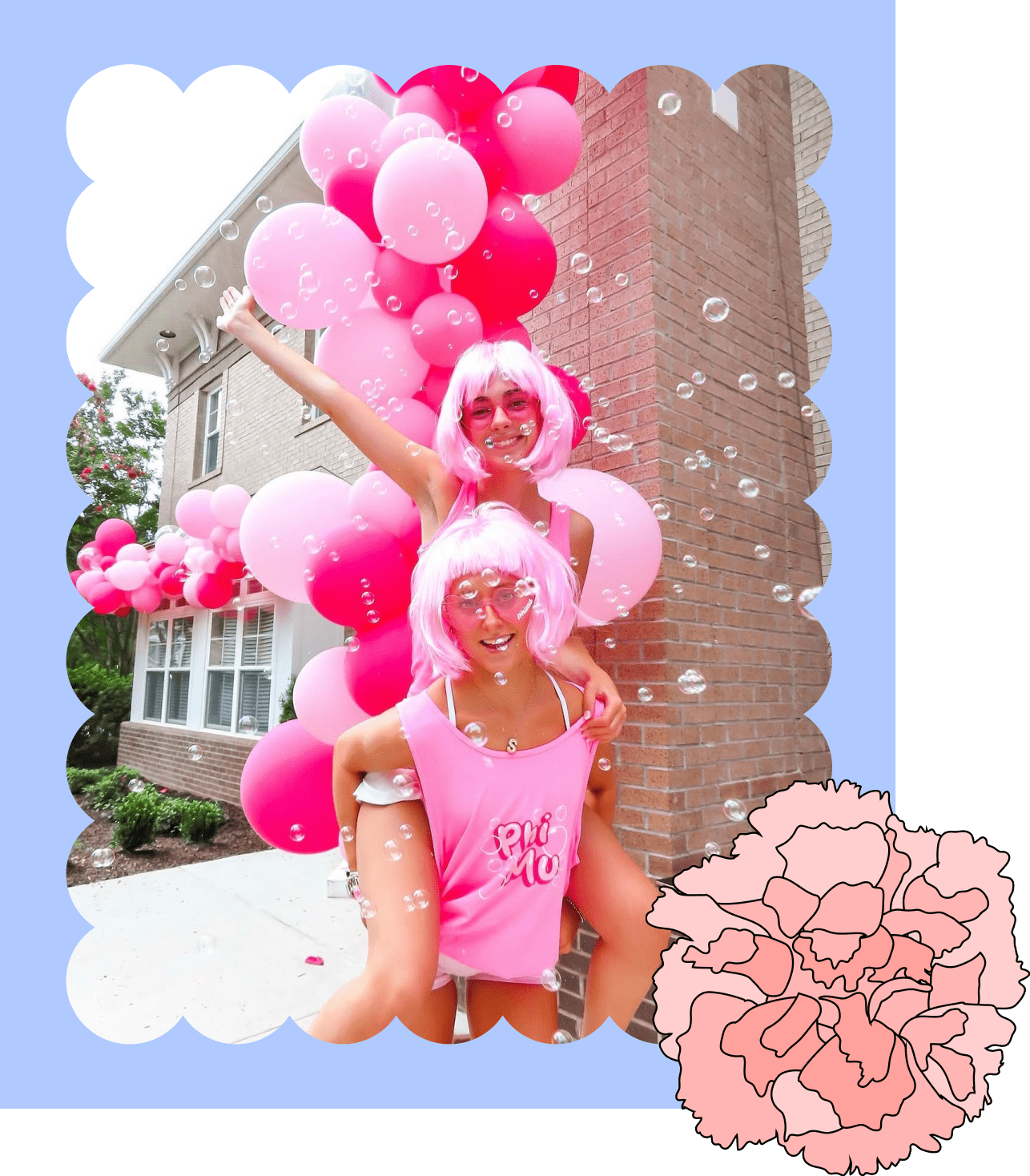 PMU sisters smiling together at a campus event
